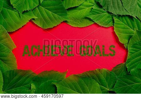 Sign Displaying Achieve Goals. Business Approach Results Oriented Reach Target Effective Planning Su
