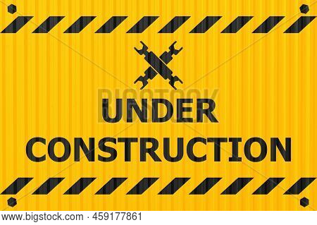 Underconstruction Banner Logo Label For Construction Site Or Website Down Notify Warning Industry St