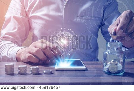 Online Banking Savings Concept, Online Investment Savings, Online Stock Investors, Internet Financia