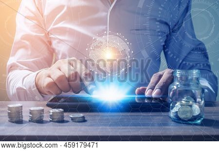 Online Banking Savings Concept, Online Investment Savings, Online Stock Investors, Internet Financia