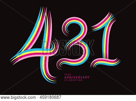 431 Number Design Vector, Graphic T Shirt, 431 Years Anniversary Celebration Logotype Colorful Line,