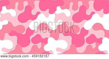 Pink Camouflage, Vector Seamless Pattern In The Style Of Doodles