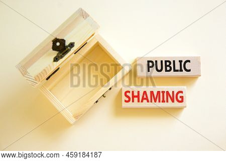 Public Shaming Symbol. Concept Words Public Shaming On Wooden Blocks On A Beautiful White Table Whit