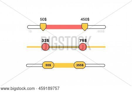 Price Range Scrollbar In Web Form, Online Application. Filter Slider On Website, Flat User Interface