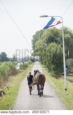 Hoogmade,the Netherlands,08-03-2022.farmers Protesting. The Dutch Flag Hanging Upside Down, A Sign U