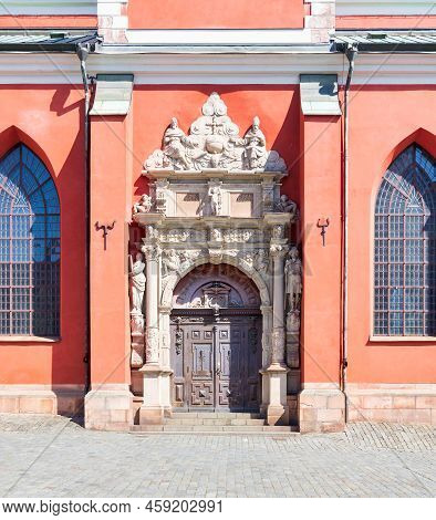 Entrance Of Sankt Jacobs Kyrka, A Church In Norrmalm, Central Stockholm, Sweden