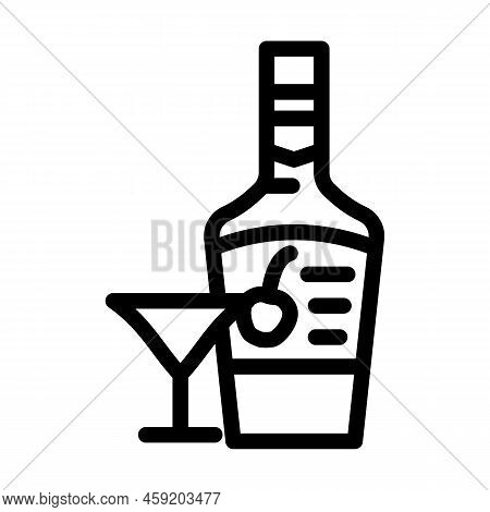 Cherry Liqueur Alcohol Line Icon Vector. Cherry Liqueur Alcohol Sign. Isolated Contour Symbol Black 