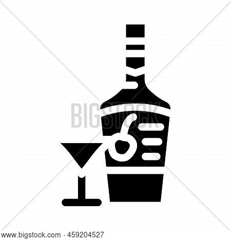 Cherry Liqueur Alcohol Glyph Icon Vector. Cherry Liqueur Alcohol Sign. Isolated Symbol Illustration