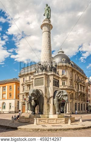 Chambery, France - June 25,2022 - View At The Elephants Fountain At Place Of Elephants In Chambery. 
