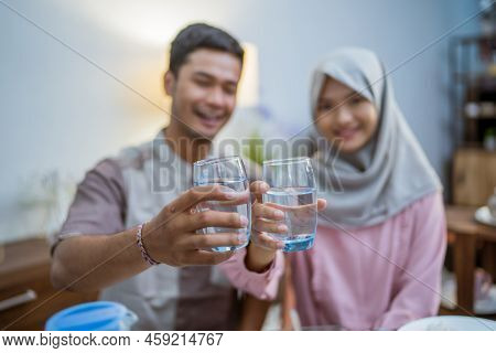 Muslim Couple Having Breakfast Or Sahur In The Morning
