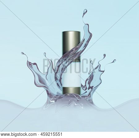 Make Up Liquid Foundation Cream Cosmetics Bottle Or Jar In Splashing Liquid, Advertising. Cosmetic P