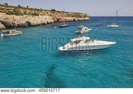 Turquoise Waters In Mallorca. Pilota Cove. Mediterranean Coastline. Spain