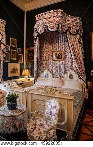 Slatinany, Czech Republic, 17 April 2022: Castle Chateau Representative Interior With Baroque Classi