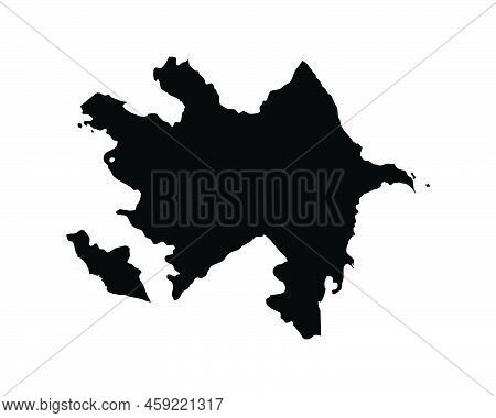 Azerbaijan Map. Azerbaijani Country Map. Azeri Black And White National Outline Boundary Border Shap