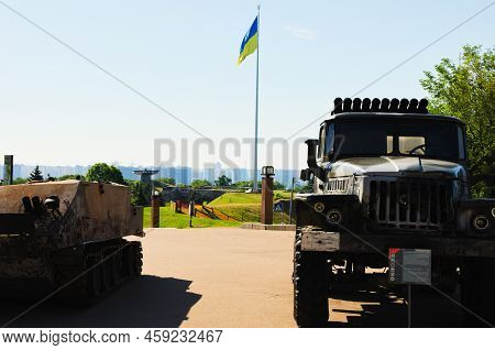 Kyiv, Ukraine-june 19,2022:exhibition Of Destroyed Russians Armored Vehicles. The Biggest National F