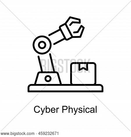 Cyber Physical System Vector Outline Icon Design Illustration. Digitalization And Industry Symbol On