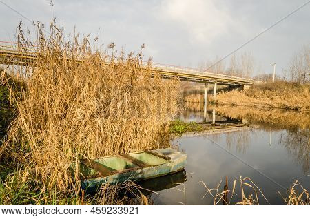 A View Of The Danube–tisa–danube Canal (dtd), A Canal System During The Autumn Period In Serbia.