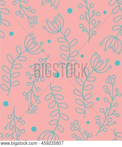 Seamless Pink Flower Patternin Nature Style Illustration