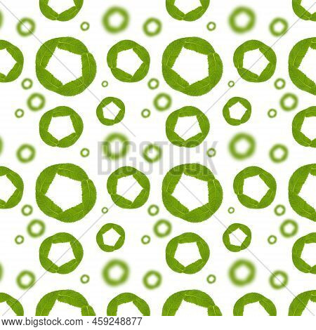 Seamless Pattern With Mint Leaves On White.