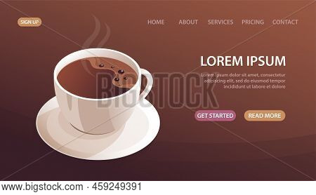 A Cup Of Hot Coffee On A Saucer. Morning Drink With Caffeine. Fragrant Tasty Drink. Cappuccino, Expr