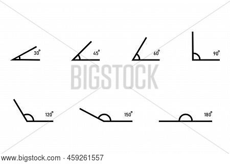 Flat Set With Angle Of Degrees. Measuring Radius. Vector Illustration. Stock Image.