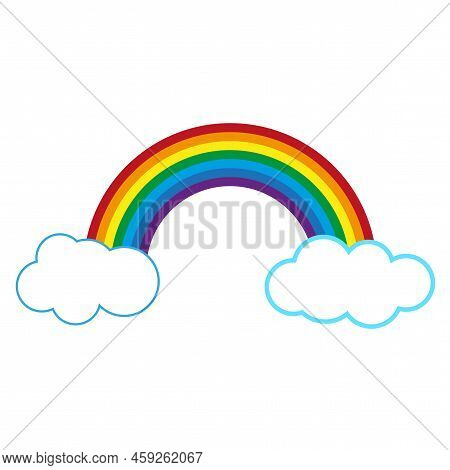 Cartoon Rainbow Clouds. Vector Illustration. Stock Image.