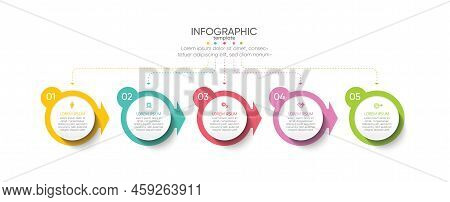 Circular Business Infographics Template Design With 5 Step