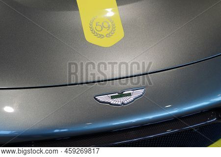 Bordeaux , Aquitaine  France - 07 28 2022 : Aston Martin Car Text 59 Logo And Brand Sign Of United K