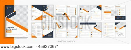 Abstract Corporate Brochure Design Template, 16 Page Business Brochure Layout Vector