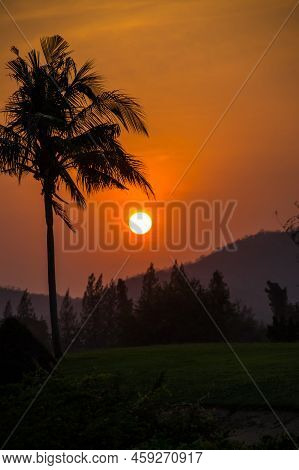 View Of Sunset In Hua Hin, A Beach Resort Town In The Northern Part Of The Malay Peninsula In Thaila