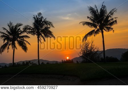 View Of Sunset In Hua Hin, A Beach Resort Town In The Northern Part Of The Malay Peninsula In Thaila