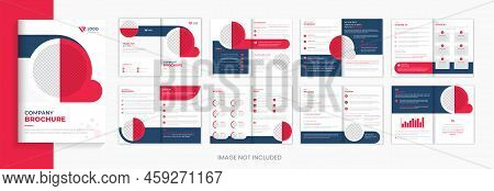 Modern Corporate Brochure Design Template, Red Business Profile Brochure Layout Vector