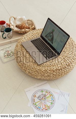 Tver, Russia-august 7, 2022. Laptop Is Studying Human Design. The Concept Of Studying Esoteric Scien