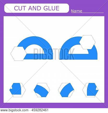 Worksheet Vector Design, The Task Is To Cut And Glue A Piece On  Ruller.  Logic Game For Children.