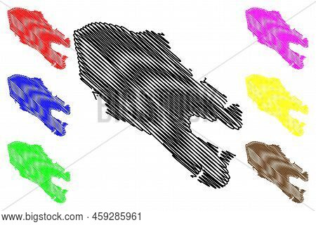 Traill Island (kingdom Of Denmark, Greenland, North America) Map Vector Illustration, Scribble Sketc
