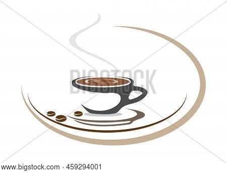 A Cup Of Coffee. Vector Icon For Coffee Shops, Websites And Applications. Flat Style