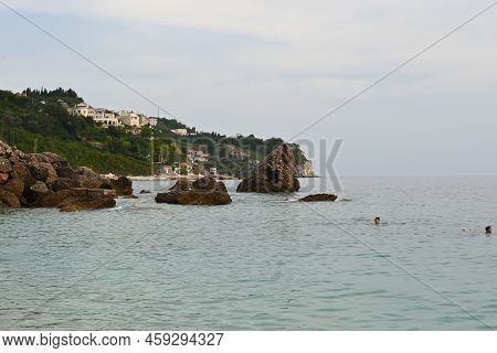 Drobnici, Montenegro - June 5, 2022: Drobni Pijesak Beach, A Picturesque Bay With Clean Water For Sw