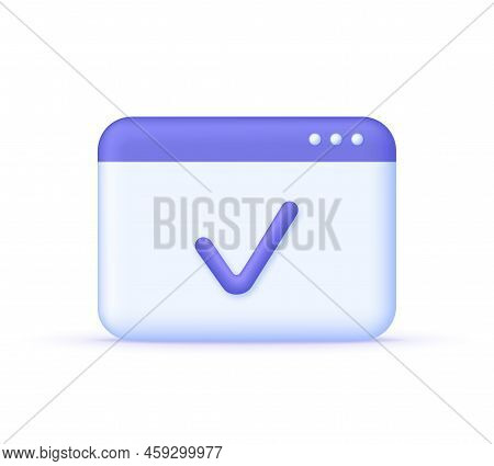 3d Page And Check Mark Icon Isolated On White Background. Approved Icon. File, Checklist, Document, 