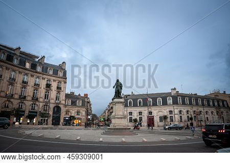 Bordeaux, France - February 24, 2022: Selective Blur On The Louis Urbain De Tourny Statue On Place D
