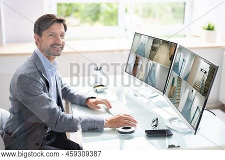 Business Security Monitor Tech. Video Camera Cctv System