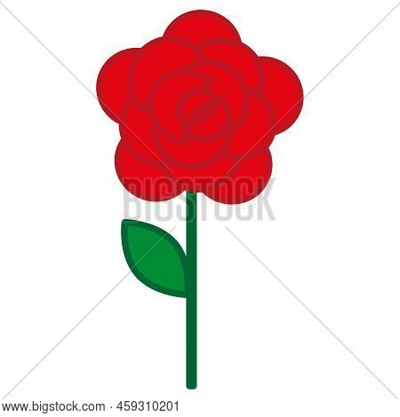 Cartoon Rose. Plant Floral Design. Vector Illustration. Stock Image.