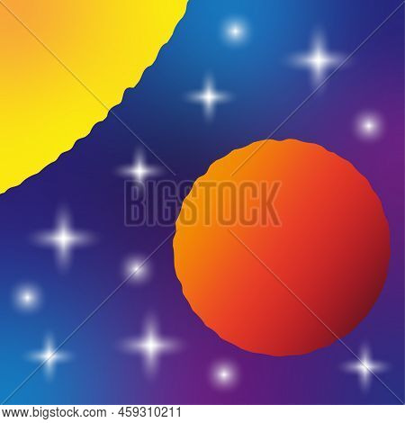 Fantasy Cartoon Outer Space. Vector Illustration. Stock Image.