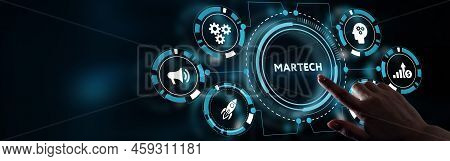Martech Marketing Technology Concept On Virtual Screen Interface. Business, Technology, Internet And