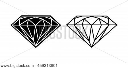 Diamond Outline Icon . Vector Illustration. Diamond Icon Or Logo Isolated Sign Symbol Vector Illustr