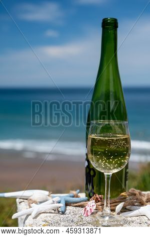 Txakoli Or Chacolí Slightly Sparkling Very Dry White Wine Produced In The Spanish Basque Country, Se