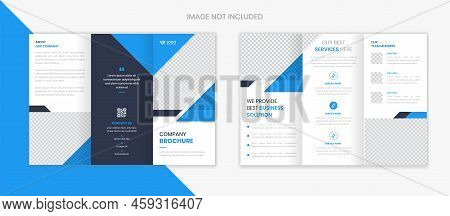 Blue Corporate Trifold Brochure Design, Business Brochure Template Vector