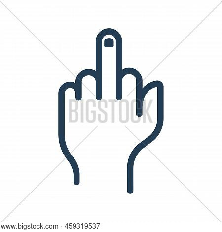 Fuck You Hand Gesture. Simple Black Line Symbol. Hand Gesturing With Middle Finger. Offensive Gestur