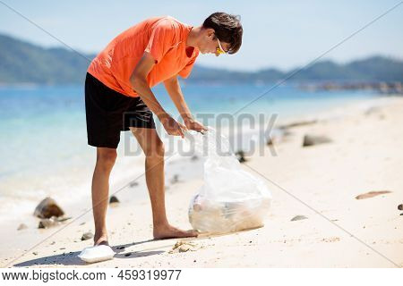 Plastic Garbage. Sea Pollution. Beach Clean Up.