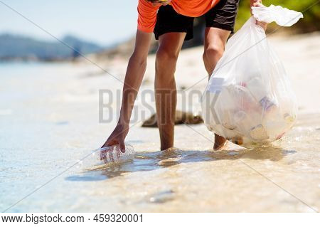 Plastic Garbage. Sea Pollution. Beach Clean Up.