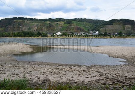 Low Water Level In The Rhine With View To Leutesdorf